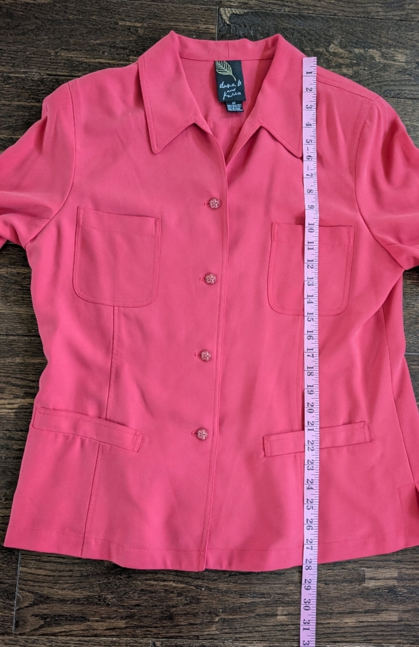 NWT Dana B + Karen Silk Overshirt / Shacket in Coral Pink - Picture 9 of 10